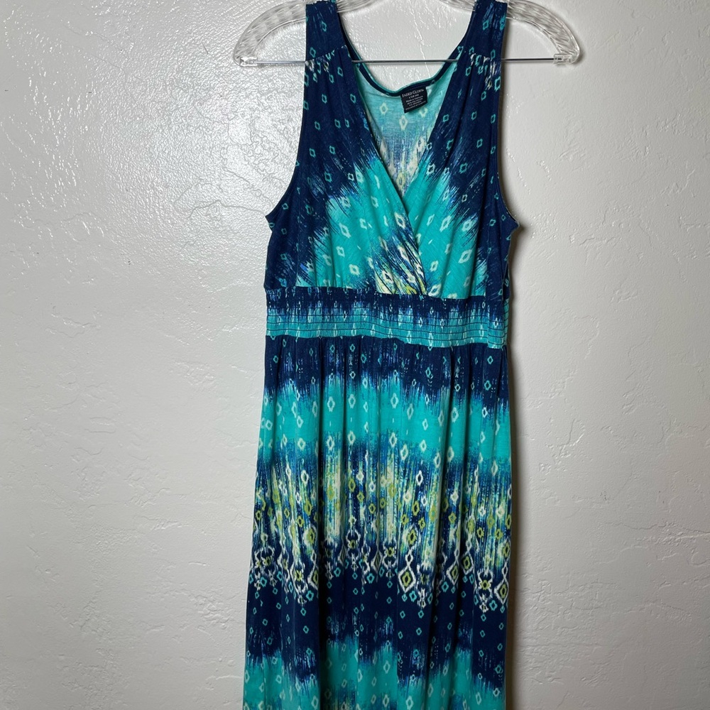 Faded Glory Women’s Size XL Teal and Navy Midi Dress